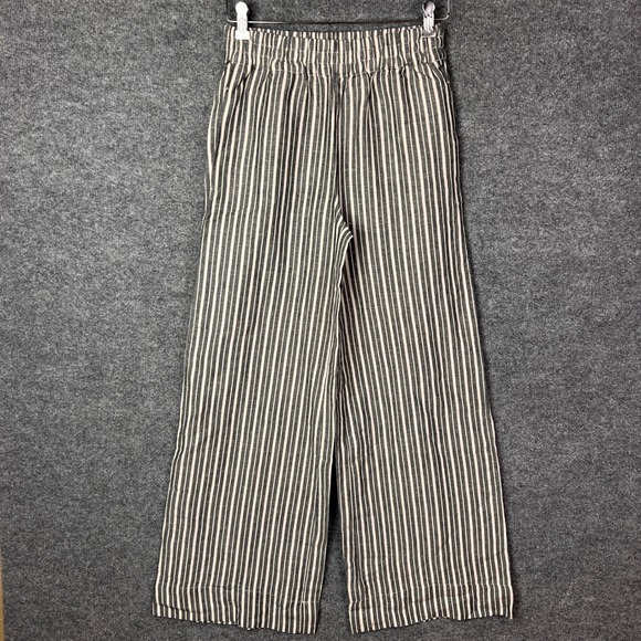 Evereve Striped Wide Leg Linen Pants Women's Elastic Waist Pull On Trousers S - Picture 1 of 11